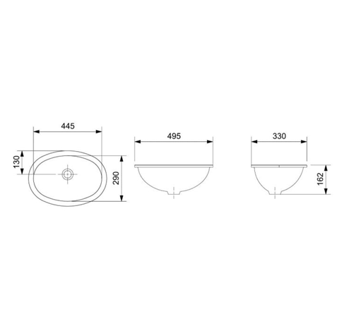 INCEPA CUBA DE EMBUTIR OVAL S/L 495X330 BRANCO